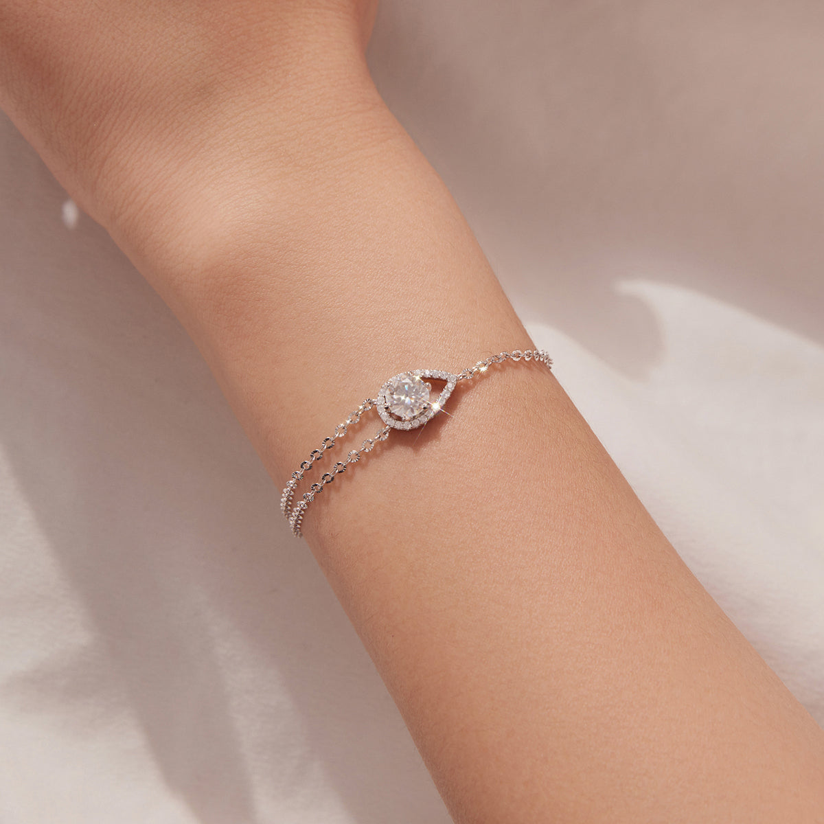 Open Pear Halo Bracelet