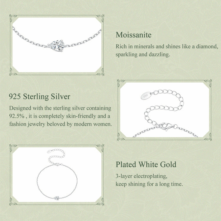 Pear Solitaire Chain Bracelet