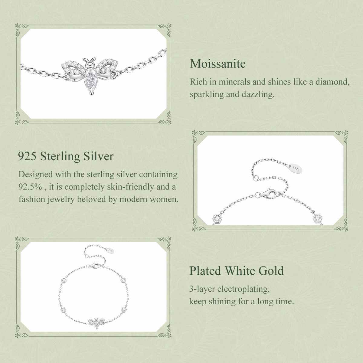 Bee Moissanite Bracelet