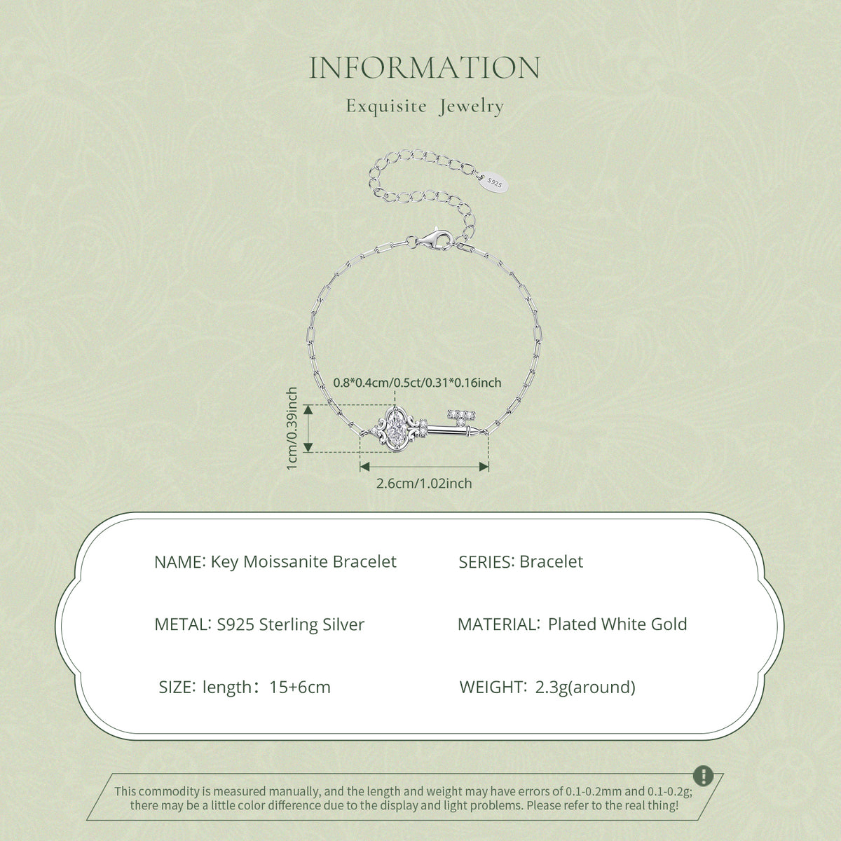 Moissanite Key Bracelet