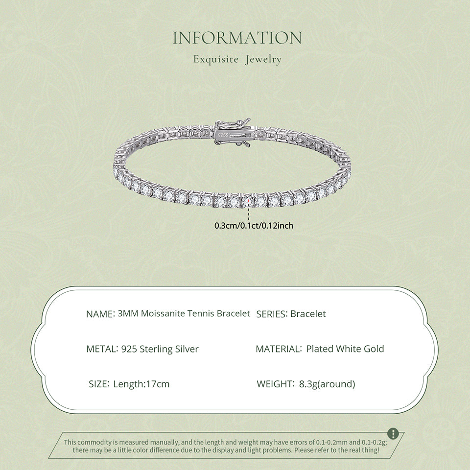 3MM Moissanite Tennis Bracelet