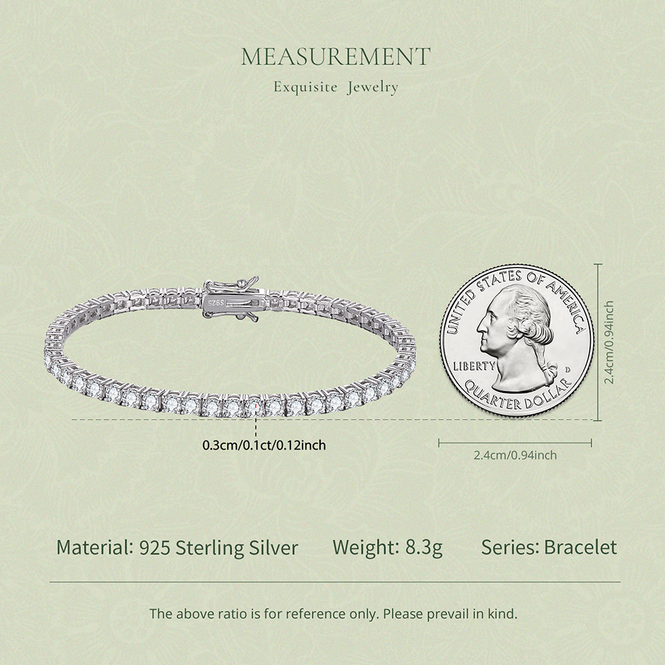 3MM Moissanite Tennis Bracelet