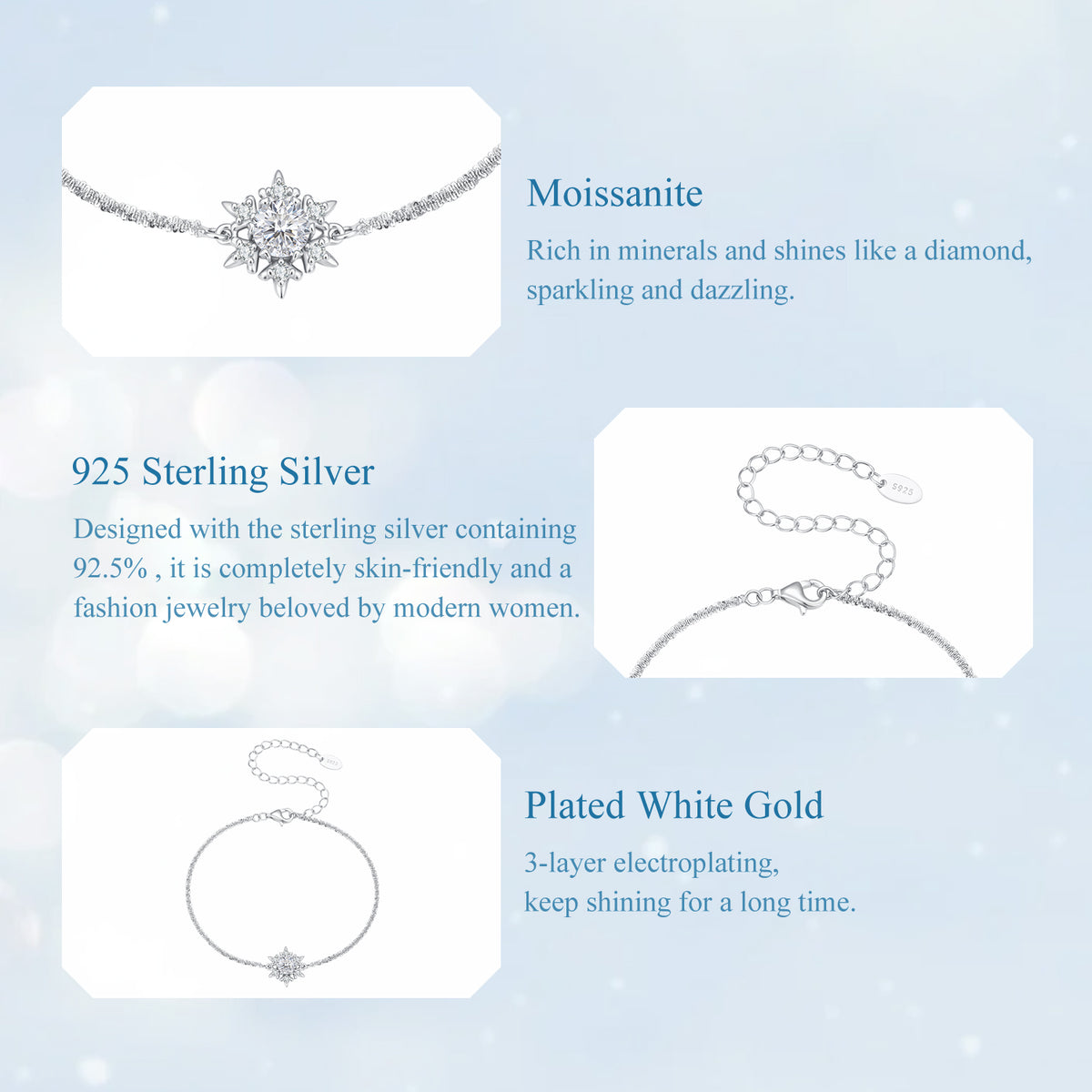 Snowflake Moissanite Bracelet