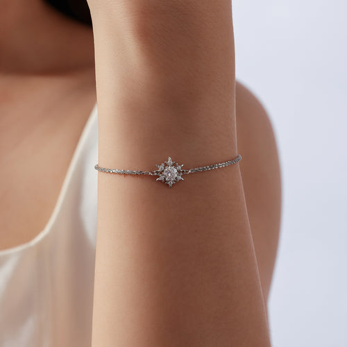 0.5 Carat Snowflake Moissanite & CZ sterling silver Bracelet