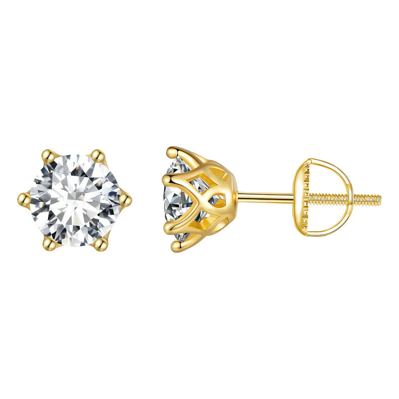 bamoer 925 Silver 6-Prong Moissanite Stud Earrings