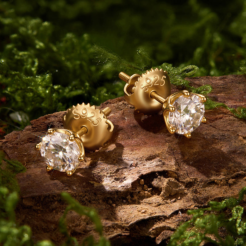 bamoer 925 Silver 6-Prong Moissanite Stud Earrings