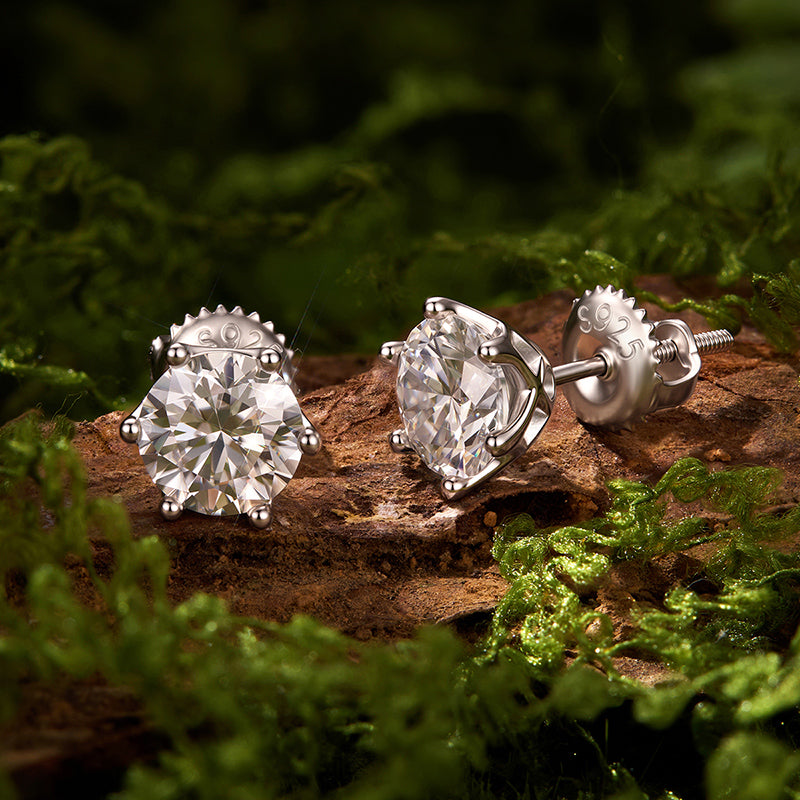bamoer 925 Silver 6-Prong Moissanite Stud Earrings