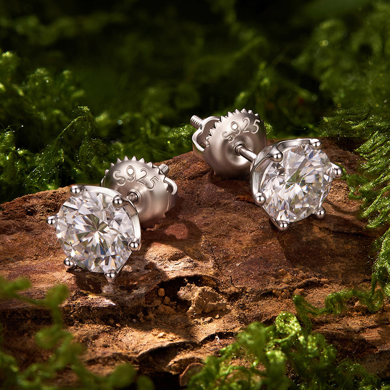 bamoer 925 Silver 6-Prong Moissanite Stud Earrings