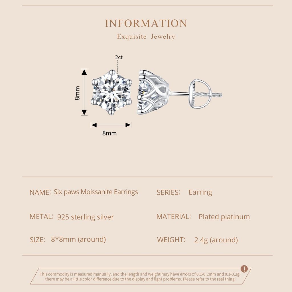 Classic 6-Prong Moissanite Studs