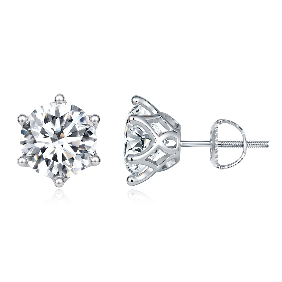 bamoer 925 Silver 6-Prong Moissanite Stud Earrings