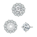 bamoer 925 Silver Floral Halo Moissanite Stud Earrings | Classic Pave Set