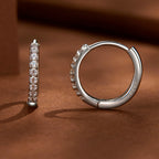 bamoer 925 Silver Pave Moissanite Huggie Hoop Earrings