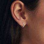 bamoer 925 Silver Pave Moissanite Huggie Hoop Earrings