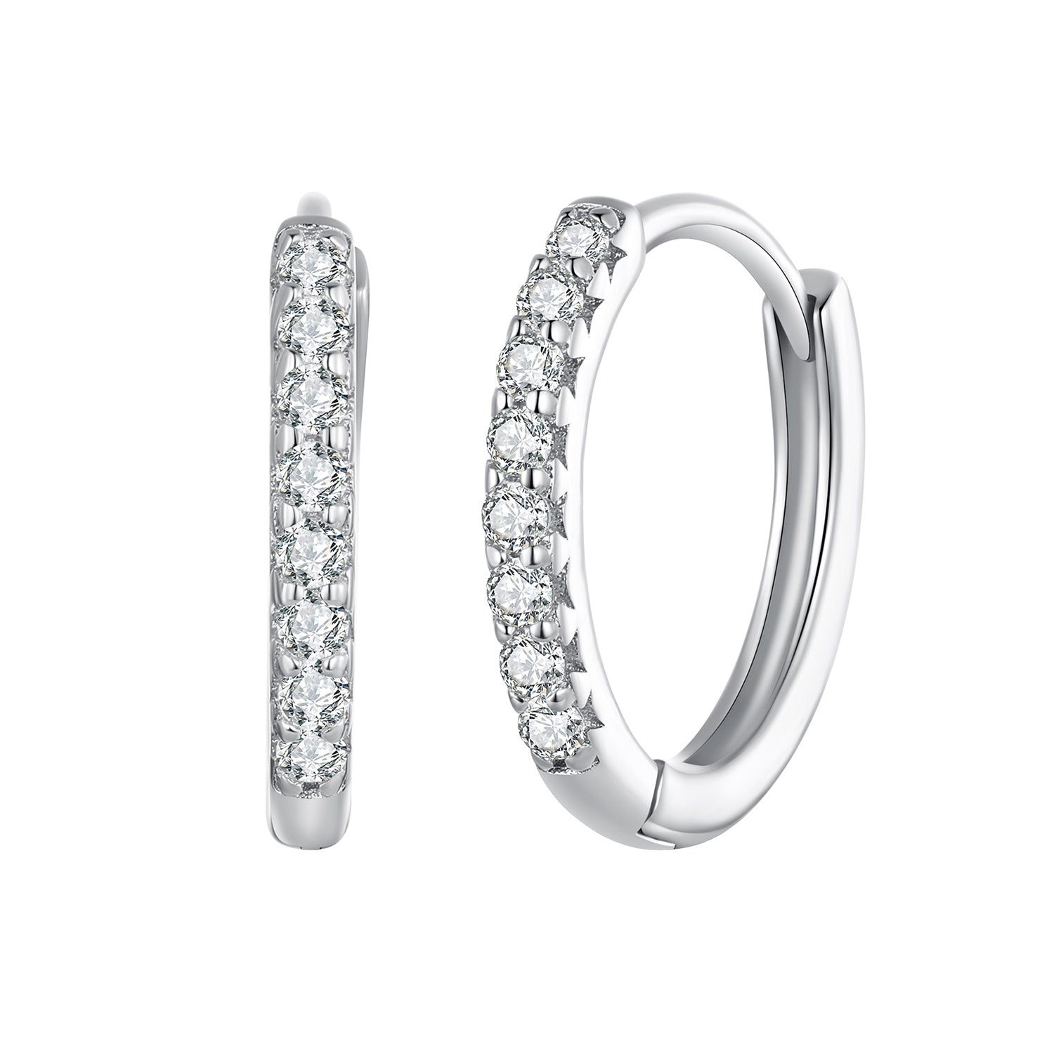 bamoer 925 Silver Pave Moissanite Huggie Hoop Earrings