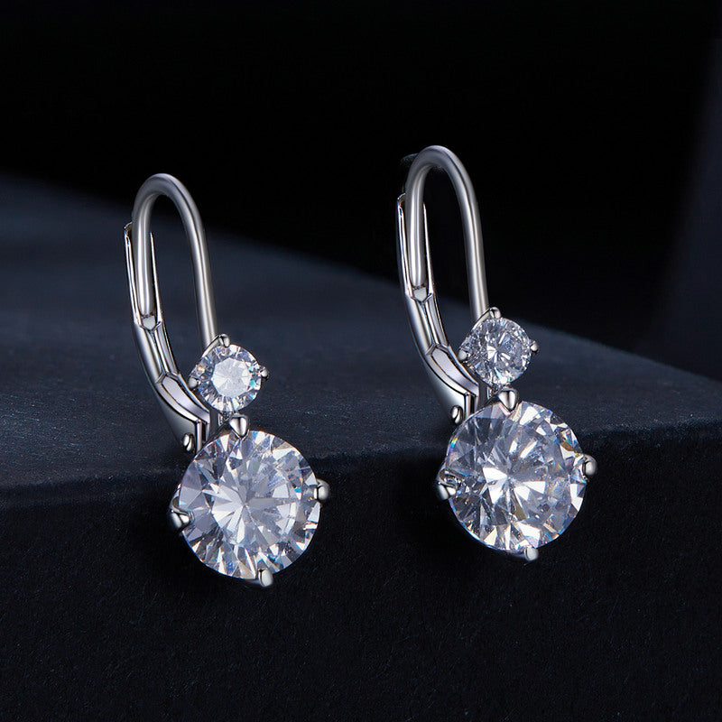 bamoer 925 Silver Double-Stone Moissanite Drop Earrings