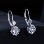 bamoer 925 Silver Double-Stone Moissanite Drop Earrings
