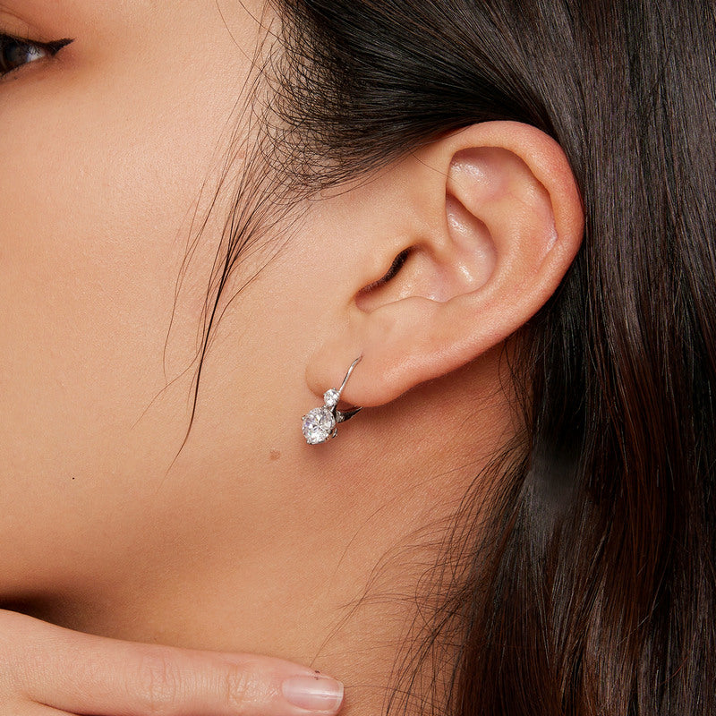bamoer 925 Silver Double-Stone Moissanite Drop Earrings