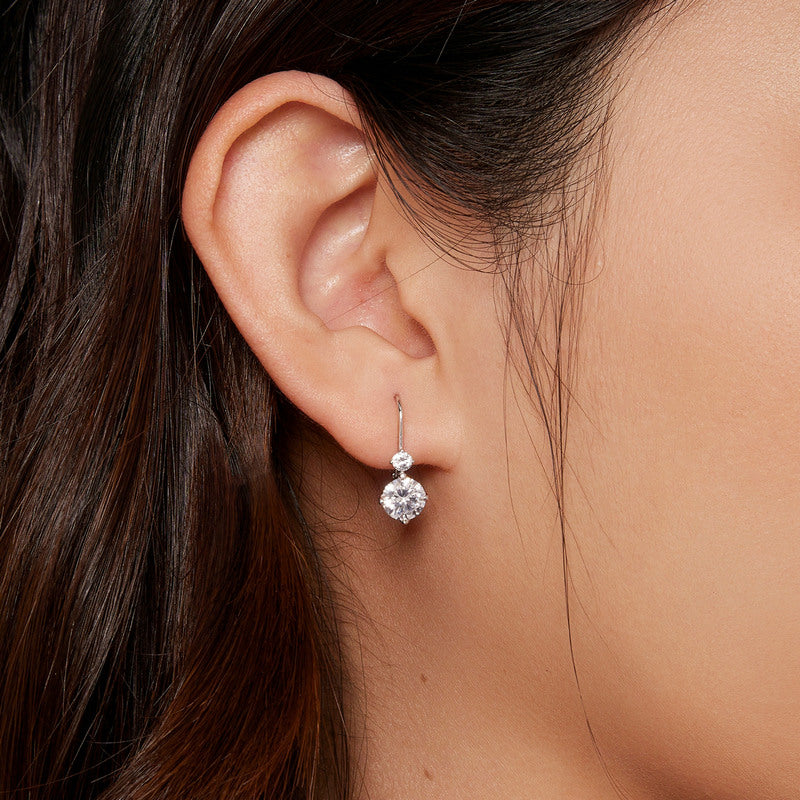 bamoer 925 Silver Double-Stone Moissanite Drop Earrings