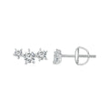 bamoer 925 Silver 3-Stone Moissanite Bar Stud Earrings