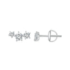 bamoer 925 Silver 3-Stone Moissanite Bar Stud Earrings