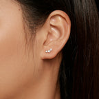 bamoer 925 Silver 3-Stone Moissanite Bar Stud Earrings
