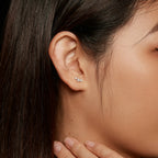 bamoer 925 Silver 3-Stone Moissanite Bar Stud Earrings