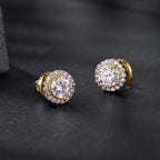 bamoer 925 Silver Halo Moissanite Studs with Screw Backs
