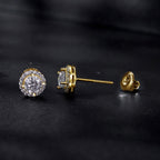 bamoer 925 Silver Halo Moissanite Studs with Screw Backs