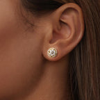 bamoer 925 Silver Halo Moissanite Studs with Screw Backs