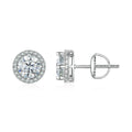 bamoer 925 Silver Halo Moissanite Studs with Screw Backs
