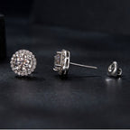 bamoer 925 Silver Halo Moissanite Studs with Screw Backs
