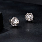 bamoer 925 Silver Halo Moissanite Studs with Screw Backs