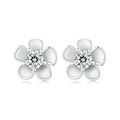 bamoer 925 Silver Matte Floral Moissanite Stud Earrings