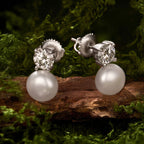 bamoer 925 Silver Moissanite & Pearl Stud Earrings