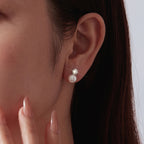 bamoer 925 Silver Moissanite & Pearl Stud Earrings