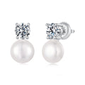 bamoer 925 Silver Moissanite & Pearl Stud Earrings