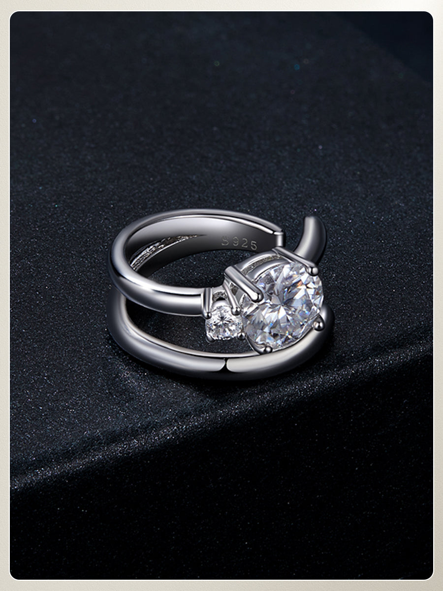 BAMOER Luna Moissanite Ear Climber Earrings
