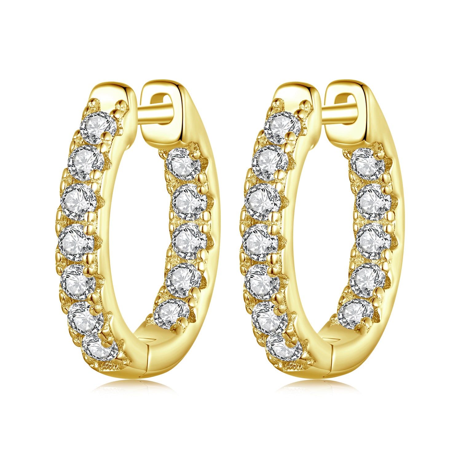 bamoer 925 Silver Pavé Moissanite Huggie Hoop Earrings