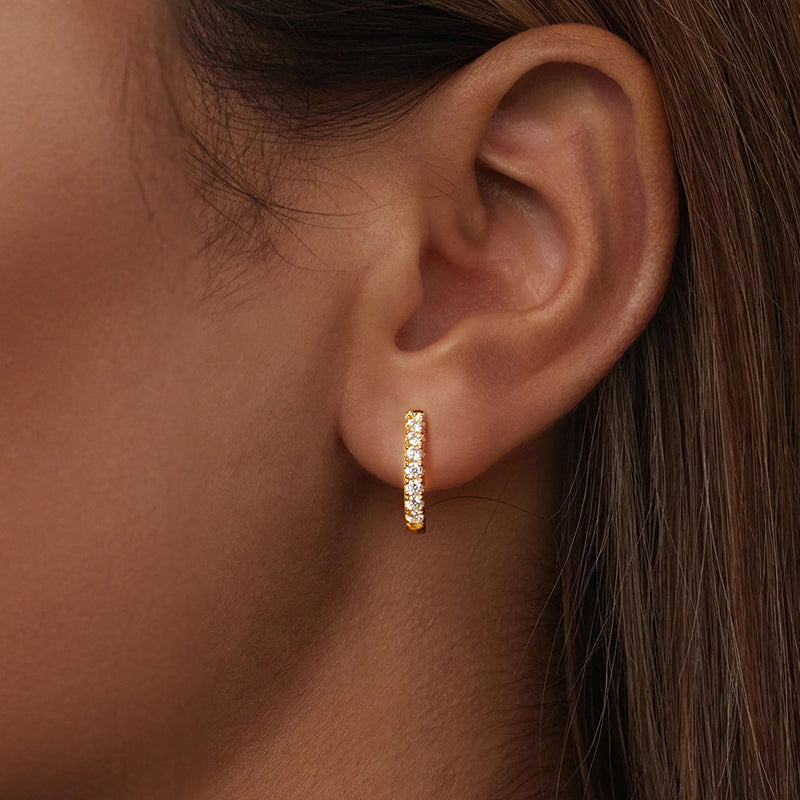 Pavé Thick Huggie Hoops