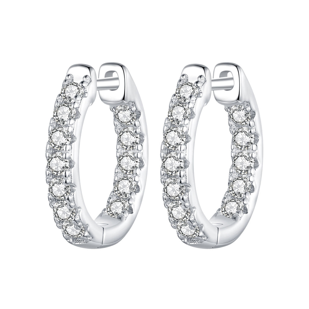 bamoer 925 Silver Pavé Moissanite Huggie Hoop Earrings