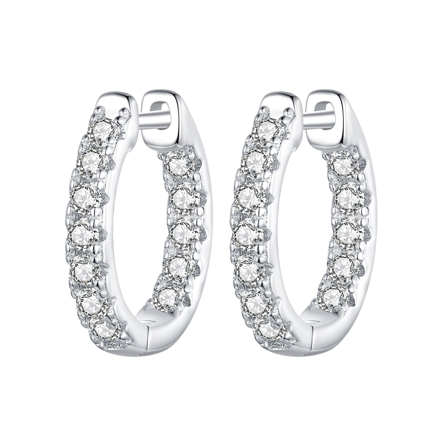 bamoer 925 Silver Pavé Moissanite Huggie Hoop Earrings