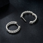 bamoer 925 Silver Pavé Moissanite Huggie Hoop Earrings
