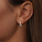 bamoer 925 Silver Pavé Moissanite Huggie Hoop Earrings
