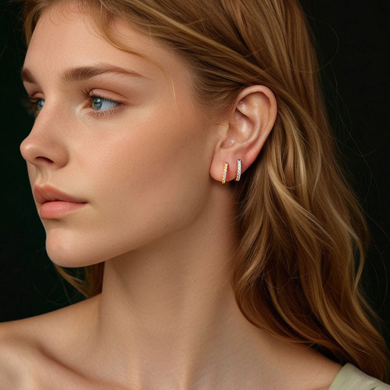 Pavé Thick Huggie Hoops
