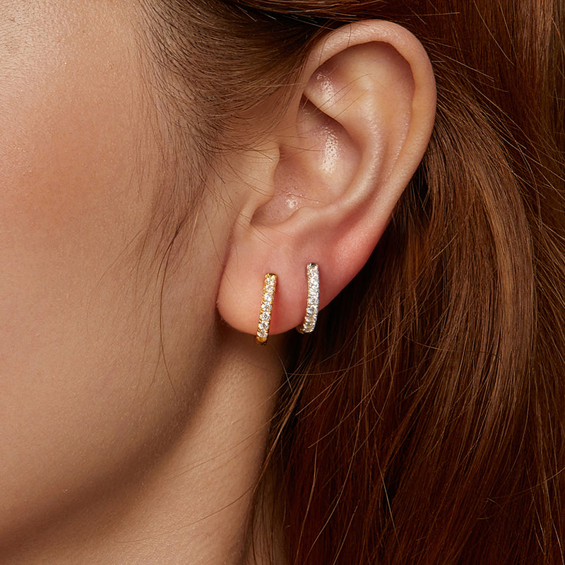 Pavé Thick Huggie Hoops
