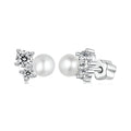bamoer 925 Silver Asymmetrical Pearl & Moissanite Studs