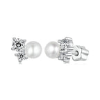 bamoer 925 Silver Asymmetrical Pearl & Moissanite Studs