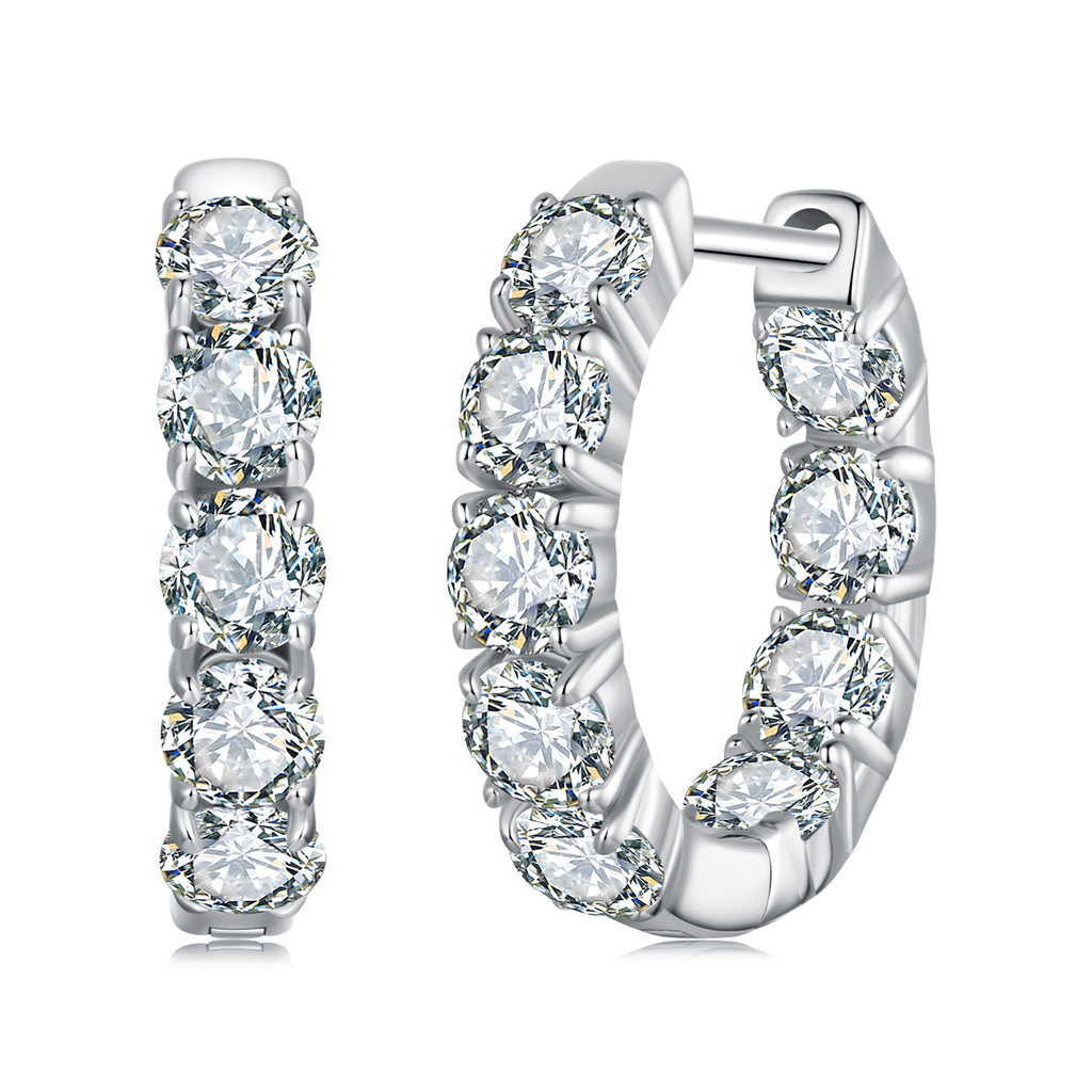 bamoer 925 Silver Large-Stone Moissanite Hoop Earrings