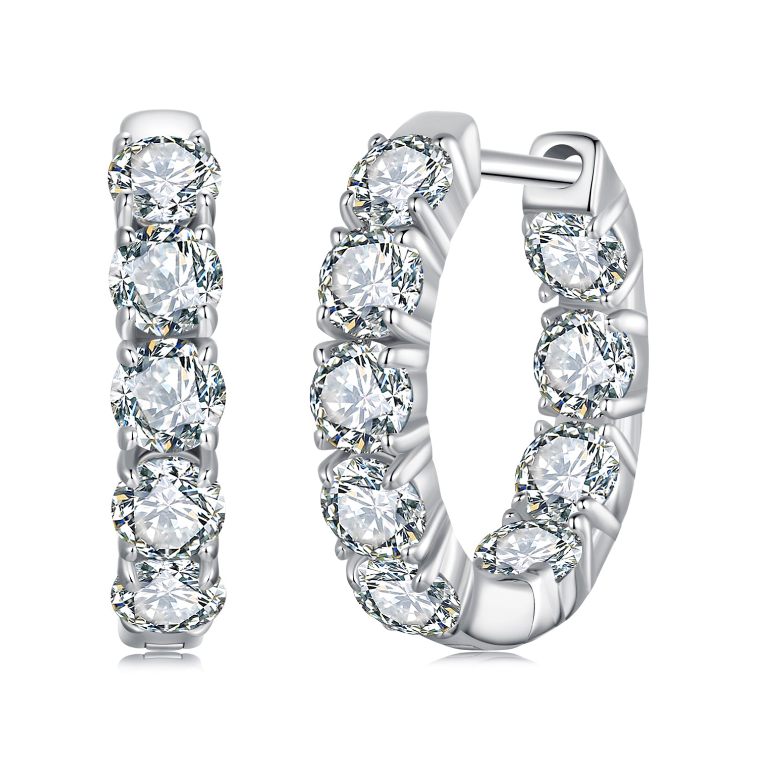 bamoer 925 Silver Large-Stone Moissanite Hoop Earrings