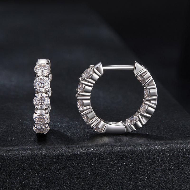 bamoer 925 Silver Large-Stone Moissanite Hoop Earrings
